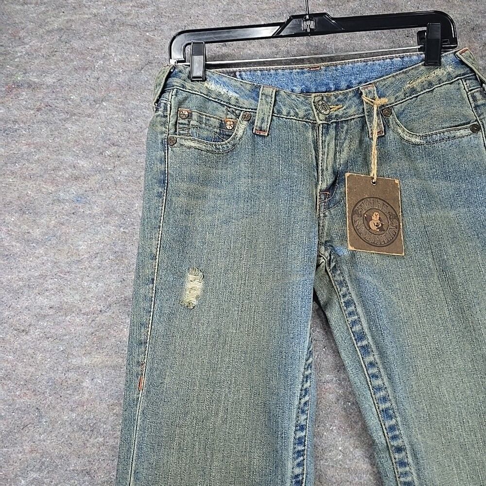 NWT True Religion Jeans Embroidered Size 29 Y2K Bobby Flare Lady Godiva Denim - Picture 8 of 15